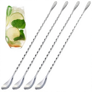 Ensemble de couverts modernes en acier inoxydable personnalisés et écologiques, cuillère à cocktail créative, bâtonnet à mélanger, longues cuillères à mélanger - Product Image 2