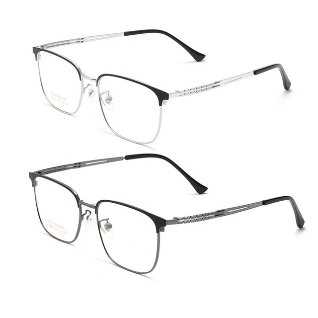 Titanium Flexible Arm with Alloy square Full-rim Lightweight IP Coating Optical Glasses Frame for Men