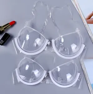 Wholesale Oem Ladies Plus Size Sexy Transparent See Through Invisible Silicone Strap Wireless Plastic Underwear Cups Bra For Wom