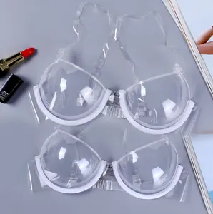 Großhandel Oem Damen Plus Size Sexy Transparent Durchsichtig Unsichtbarer Silikon riemen Drahtlose Kunststoff Unterwäsche Cups BH Für Frauen