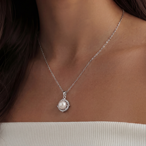 Dynamic Twisted Rhombus CZ Large <b>Shell</b> Pearl Pendant Necklace Silver Plated Copper Jewelry Swirl Wrap <b>Choker</b> for Women Bridal - Product Image 4