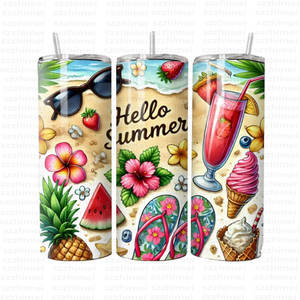 <span class=keywords><strong>Chanclas</strong></span> de playa Summer Vibes 20oz Skinny Tumbler Diseño de sublimación personalizado Taza aislada de acero inoxidable con tapa y pajita - Product Image 4