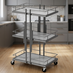 Carrito de Maquillaje Metálico Moderno de Diseño Nuevo y Resistente, Carrito de 3 Niveles para Salón de Belleza, Spa de Pedicura, Tienda de Uñas, con Cerradura Dorada para Sala de Estar - Product Image 6