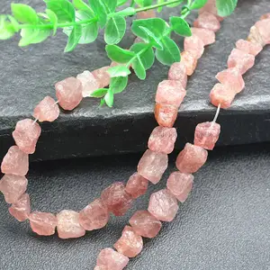 Natural Strawberry Quartz Rough Mineral Nugget Raw Stone Loose Beads