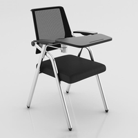 Chaise de formation en tissu au design moderne pour étudiants, utilisation en classe, pliable avec mouvement oscillant, tablette d'écriture et accoudoir fixe