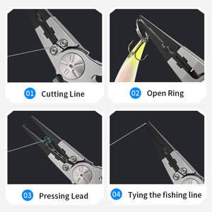 มีสินค้าในสต็อก DX Tools FG-1047A คีมตกปลาทะเลคุณภาพสูง ทำจากอะลูมิเนียม 6061 พร้อมปลอกและสายคล้อง สีดำ/แดง/เทา ขนาด 19 ซม. - Product Image 4