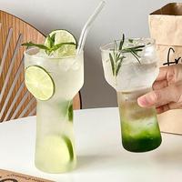 Tasse en verre borosilicate transparent à large ouverture pour boissons froides, café, thé au lait, eau – 400 ml, 500 ml