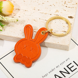Móc Khóa Da Bò đôi đơn giản vòng chìa khóa thỏ may mắn hoạt hình - Product Image 4