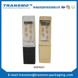 Tubes de rouge à lèvres et baumes à lèvres personnalisés en plastique noir et or de qualité supérieure avec logo et capuchon à vis, idéaux pour le blush - Product Image 3