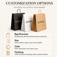 Sac en papier personnalisé HONPAK pour emporter, sac de livraison alimentaire imprimé avec poignée pour restaurant, café, emballage