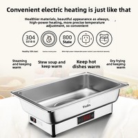 Chauffe-Plats Électrique de Luxe en Acier Inoxydable 304 avec Couvercle Rabattable, Contrôle Tactile et Affichage Numérique, Capacité 9L/13L pour Hôtels