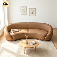 Canapé sectionnel incurvé de luxe, ensemble de canapés contemporains en tissu rembourré avec accoudoirs ronds pour salon de villa