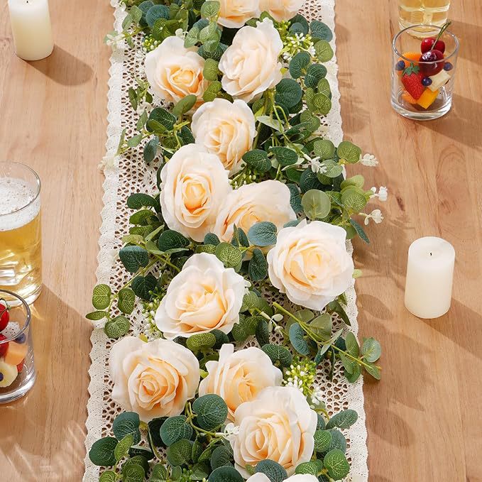 195m feuille d'or fruit vert-8 roses-champagne