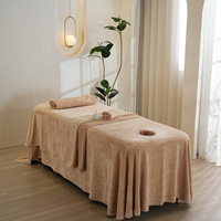 Ensemble de 7 pièces de draps de protection pour table de massage, couleur kaki, en velours épais, pour salon de beauté, thérapie par le massage, housse de matelas
