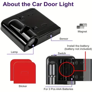 Wireless HD 3D Led Car Door Logo Projetor Logotipo Personalizado Bem-vindo Luz Led Car Door Light Ghost Shadow Logo Light