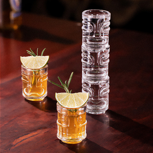 1.5oz Cute Bar Spirit Glass Cup Gobelet en verre transparent empilable Mini Tiki Shot Glasses - Product Image 1
