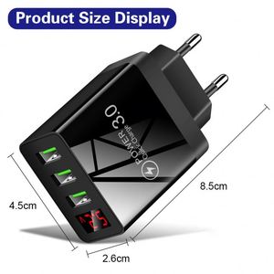 3-Port USB Charging Head with <b>Smart</b> Display Screen Built-in EU, US & UK Standard <b>Plugs</b> for Global Travel - Product Image 5