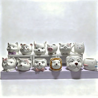 OEM ODM Nouveau Pot à Succulentes en Céramique 3D Créatif Chien Chat Mignon, Pot de Fleurs en Porcelaine Personnalisé Motif Animal Dessin Animé pour Bureau