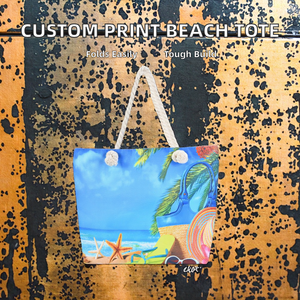 Sac fourre-tout décontracté en toile réutilisable avec logo personnalisé, imprimé numériquement, grande capacité, pliable, avec fermeture éclair, pour la plage et les voyages d'été - Product Image 2