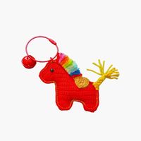 Porte-clés pendentif cheval rouge, kit de crochet DIY fait main, fournitures artisanales pour chevaux, kit de crochet facile pour débutants, tricotage de fil mignon en forme d'animal
