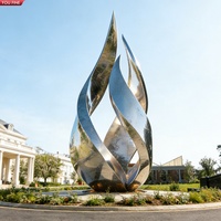 Sculpture de flamme abstraite YOUFINE en acier inoxydable de grande taille, décoration artistique moderne pour place publique