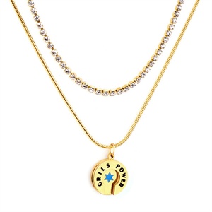 Collar de Moda con Colgante de Cubo Mágico, Chapado en Oro, de Acero Inoxidable, con Cadena en Capas - Product Image 6