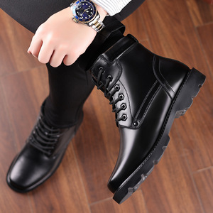 Martin <b>Boots</b> Men Winter Warm Wool Lined Leather Casual Soft Sole Slip Resistant Ankle <b>Boots</b> - Product Image 3