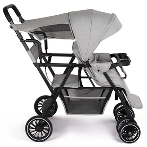 OEM ODM Landau <span class=keywords><strong>double</strong></span> pour enfant Poussette jumelle légère en métal pliable et pratique pour le voyage des enfants <span class=keywords><strong>Chariot</strong></span> deux places pour bébé - Product Image 2
