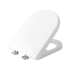 Siège de toilette rond en plastique avec charnières à fermeture lente, design minimaliste pour salle de bain - Product Image 1