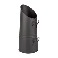 Cheminée en fer métallique noir thermolaqué avec ouverture ovale conique et double poignée pour foyer extérieur domestique