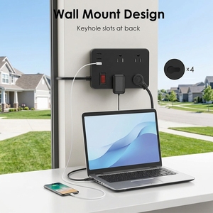 US 1700J Industrial Waterproof Cube Power Strip 4 AC Wall Mount <strong>White</strong> Smart Plug 3 USB <strong>Ports</strong> Light Switch Home/Office Use - Product Image 4