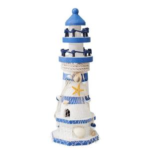 Grand phare autoportant de style méditerranéen peint à la main, thème océanique, décoration de maison en bois, Halloween, Thanksgiving - Product Image 5