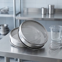 Tamis de cuisine rond en acier inoxydable 304 à mailles fines, double bord, cadre poli miroir, pour tamiser les herbes, la farine, le sucre, la poudre de cacao