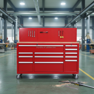 Carro <span class=keywords><strong>de</strong></span> <span class=keywords><strong>Herramientas</strong></span> Metálico Verde Económico, Carro <span class=keywords><strong>de</strong></span> <span class=keywords><strong>Herramientas</strong></span> Rodante Industrial con 10 Cajones, 1 Puerta y <span class=keywords><strong>Panel</strong></span> Trasero con Perforaciones - Product Image 2