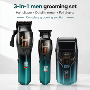 Kit <span class=keywords><strong>de</strong></span> Afeitado Profesional Inalámbrico <span class=keywords><strong>de</strong></span> Alta Velocidad con Motor <span class=keywords><strong>de</strong></span> Rotor Externo, Cortadora <span class=keywords><strong>de</strong></span> Pelo, Recortadora <span class=keywords><strong>de</strong></span> Precisión y Afeitadora Eléctrica para Hombres - Product Image 4