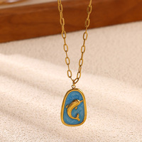 Collier pour femme en acier inoxydable plaqué or 18 carats, design goutte d'huile coquillage, imitation perle, style bohème tendance