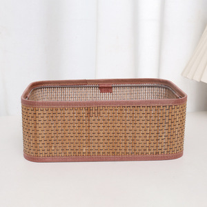 Caja de almacenamiento de ratán de estilo nórdico para dormitorios, cesta de almacenamiento de ropa con tapa, organizador de juguetes y libros, caja de almacenamiento de aperitivos - Product Image 4
