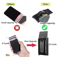 Dompet pria aluminium otomatis, dompet minimalis ramping pemblokir RFID
