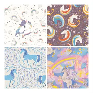 Dibujos animados unicornio impresión Digital 40s algodón popelina rollo textil unicornio ropa tela para niñas vestido