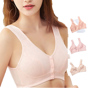 Customized Breathable Seamless Shock-proof <b>Thin</b> Lingerie Push-Up Wire-Free Disposable Full Cup Front Closure Solid <b>Bra</b> - Product Image 1