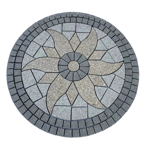 Médaillon en granit naturel chinois, motif artistique, coupe flamme, durable, écologique, design industriel, blanc, gris, jaune, vente en gros - Product Image 1
