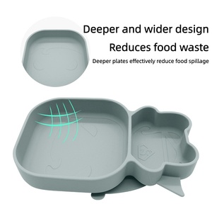 Assiette à ventouse classique en forme de Superman pour bébés et enfants, en silicone alimentaire, antidérapante, facile à nettoyer, avec séparateurs - Product Image 4