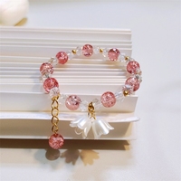 Trendige Ins Pastell Transparente Rissglas-Blumenarmbänder, 9-farbige Magnolien-Quasten Weiche Mehrschichtige Armbänder für Alltag & Hanfu