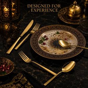 Set di posate di lusso in acciaio inossidabile dorato a specchio per ristorante, con cucchiaio, forchetta e coltello, ideale per matrimoni - Product Image 5