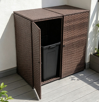 Abri de rangement pour poubelles de jardin et patio, double couvercle dissimulant les poubelles, résistant aux intempéries, en rotin PE, armoire de dissimulation pour poubelles