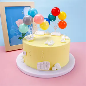 ใหม่เปิดตัวพลาสติกที่มีสีสันบอลลูนเค้กแทรกสุขสันต์วันเกิดเค้กตกแต่ง 3d บอลลูนเค้ก Topper