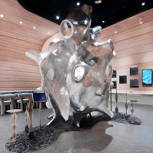 Sculpture anatomique du cœur humain en argent poli miroir - Modèle d'art médical réaliste - Product Image 2