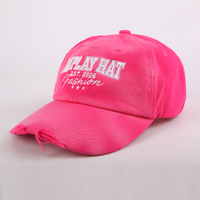 Casquette de baseball déstructurée 6 panneaux en coton délavé, style « Dad Hat » vieilli, avec bordure effilochée et effet Monkey Spray Fade