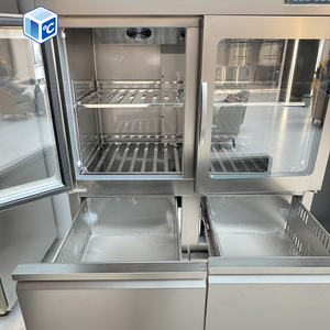 NUEVO Refrigerador <span class=keywords><strong>Vertical</strong></span> Comercial de Acero Inoxidable con Textura Mate de Alta Calidad, Cuatro <span class=keywords><strong>Cajones</strong></span> Debajo de la Puerta de Vidrio, <span class=keywords><strong>Congelador</strong></span> para Cocina - Product Image 5