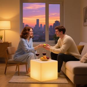 Sgabello Cubo LED Colorato da 30CM, Illuminato, Moderno, in Plastica, per Esterni, Hookah, Feste, <span class=keywords><strong>E</strong></span> Smart Live ES-C2594 per Casa <span class=keywords><strong>e</strong></span> Bar - Product Image 4